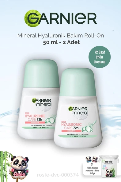 2 Adet Garnier Mineral Hyaluronik Bakım 72H Roll-On 50 ml ve ROSIE