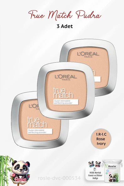 3 Adet Loreal Paris True Match Pudra 1.R-1.C Rose Ivory ve ROSIE