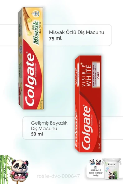 Colgate Misvak Özlü 75 ml,  Visible White 75 ml Diş Macunu  ve ROSIE