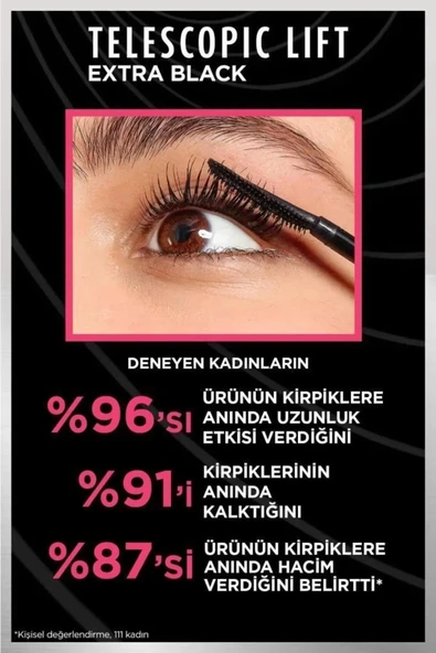 3 Adet Loreal Paris Telescopic Lift Maskara Ekstra Siyah ve ROSIE Pamuk - 4