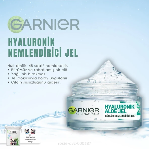 3 Adet Garnier Günlük Nemlendirici Hyaluronik Aloe Jel 50 ml ve ROSIE - 2