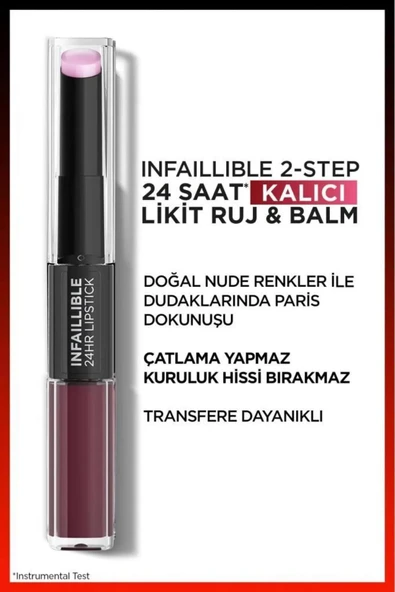 Loreal Paris 3 Adet Infaillible 24H Kalıcı Likit Ruj & Balm 215 Wine Oclock ve ROSIE - Resim 4
