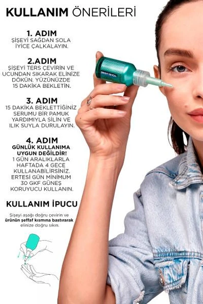 3 Adet Loreal Paris Bright Reveal Yenileyici Peeling Serum 25 ml ve ROSIE - 2