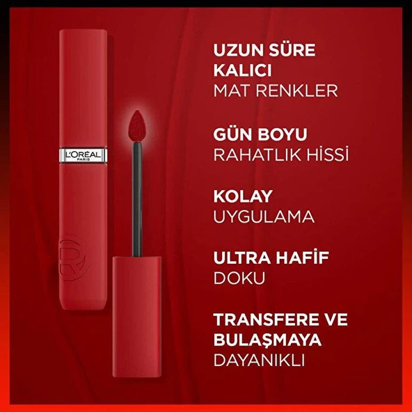 3 Adet Loreal Paris Matte Resistance Likit Mat Ruj - 230 Shopping Spree ve ROSIE - Resim 4