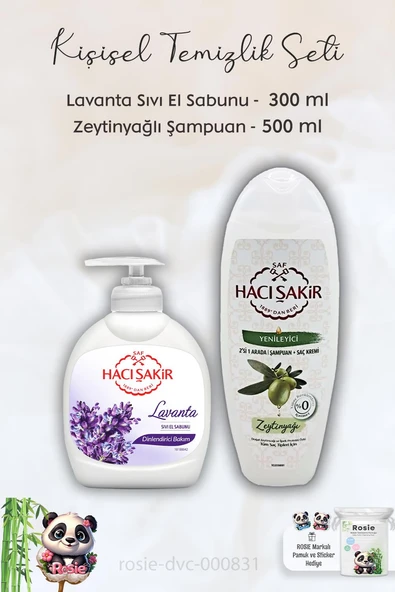 Hacı Şakir Lavanta Dinlendirici Sıvı Sabun 300 ml, Zeytinyağlı  Şampuan 500 ml ve ROSIE ürün görseli