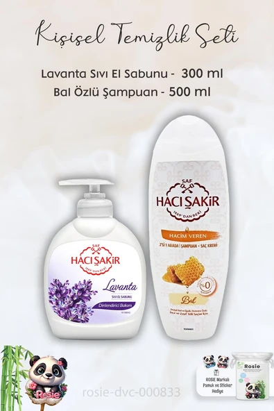 Hacı Şakir Lavanta Dinlendirici Sıvı Sabun 300 ml, Ballı Şampuan 500 ml ve ROSIE