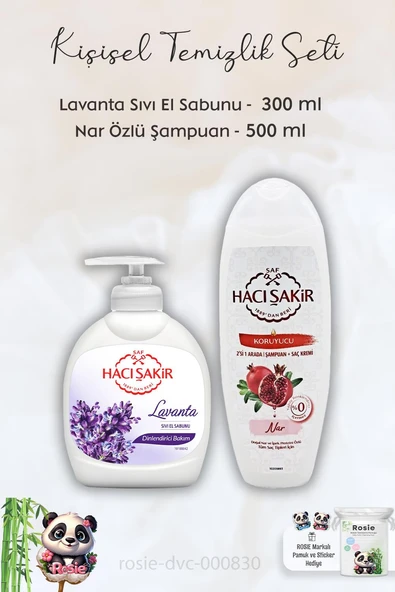 Hacı Şakir Lavanta Dinlendirici Sıvı Sabun 300 ml, Narlı Şampuan 500 ml ve ROSIE - 1