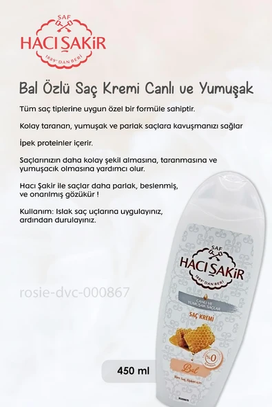 Hacı Şakir Nar 2si 1 Arada Şampuan 500 ml,  Ballı Saç Kremi 450 ml ve ROSIE - 2
