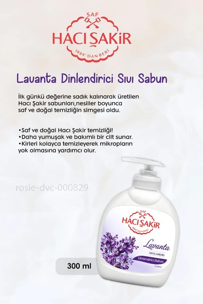 Hacı Şakir Lavanta Dinlendirici Sıvı Sabun 300 ml, Hindistan Cevizli Şampuan 500 ml ve ROSIE - 3