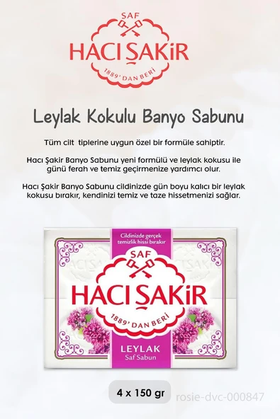 Hacı Şakir Hindistan Cevizi Şampuan 500 ml,  Leylak Kokulu Banyo Sabunu 4 x 150 gr ve ROSIE - 2