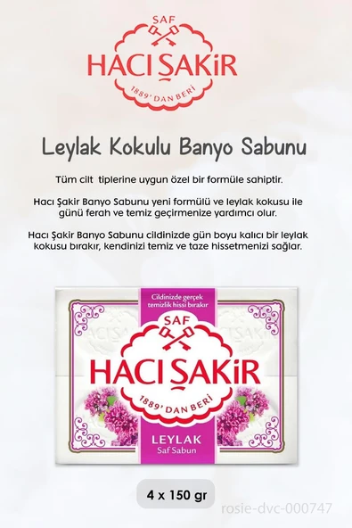 4 AL 3 ÖDE Hacı Şakir Leylak Kokulu Banyo Sabunu 4 x 150 gr ve ROSIE - Resim 2