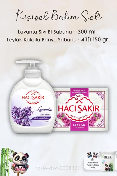 Hacı Şakir Lavanta Dinlendirici Sıvı Sabun 300 ml, Leylak Kokulu Banyo Sabunu 4 x 150 gr ve ROSIE ürün görseli