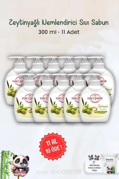 11 AL 10 ÖDE Hacı Şakir Zeytinyağlı Nemlendirici Sıvı Sabun 300 ml ve ROSIE