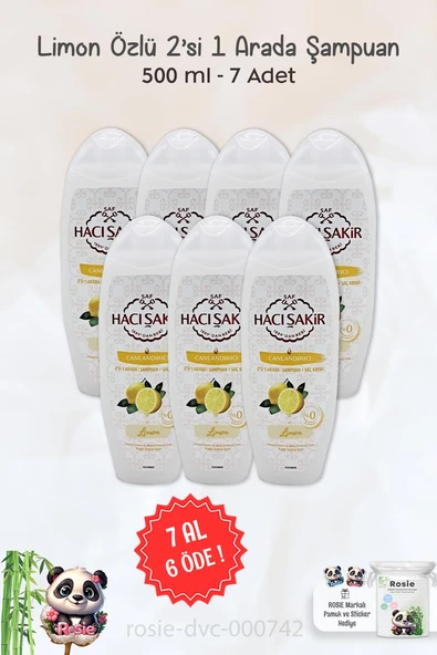 7 AL 6 ÖDE Hacı Şakir Limon 2si 1 Arada Şampuan Canlandırıcı 500 ml ve ROSIE