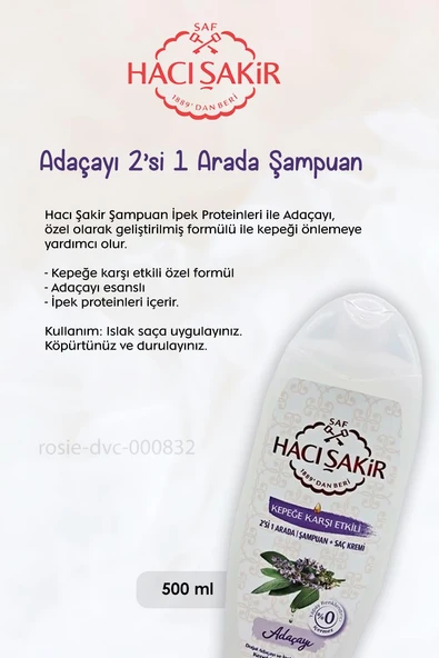 Hacı Şakir Lavanta Dinlendirici Sıvı Sabun 300 ml, Adaçayı Şampuan 500 ml ve ROSIE - 3