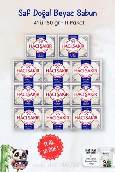 11 AL 10 ÖDE Hacı Şakir Saf Doğal Sabun 4 x 150 gr ve ROSIE