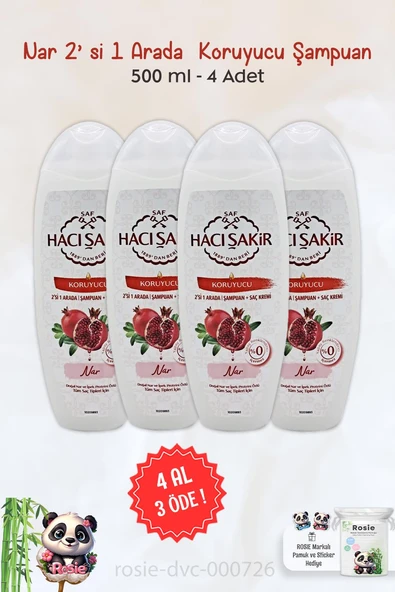 4 AL 3 ÖDE Hacı Şakir Nar 2si 1 Arada Şampuan Koruyucu 500 ml ve ROSIE