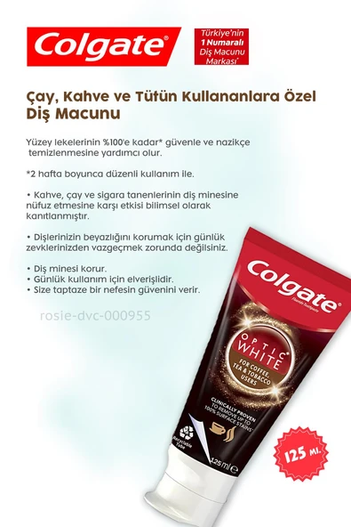Colgate Kafein Kullananlar İçin Diş Macunu 125 ml, H. Şakir Saf Doğal Sabun 4 x 150 gr ve ROSIE - 2