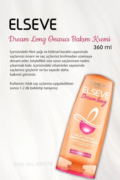 6 AL 5 ÖDE Elseve Dream Long Onarıcı Bakım Kremi 360 ml ve ROSIE - Resim 2