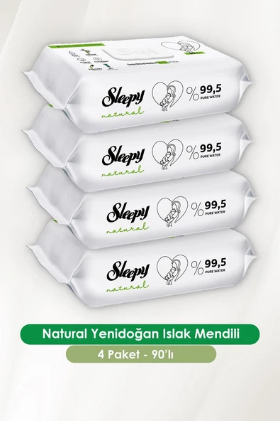 Sleepy 4'lü Natural Yenidoğan Islak Mendili 90 Adet ve ROSIE - Resim 2