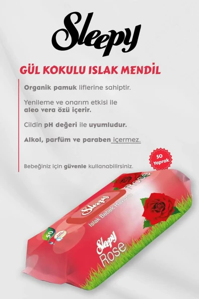 6 AL 5 ÖDE Sleepy 50'li Gül Kokulu Islak Bebek Havlusu ve ROSIE - 2