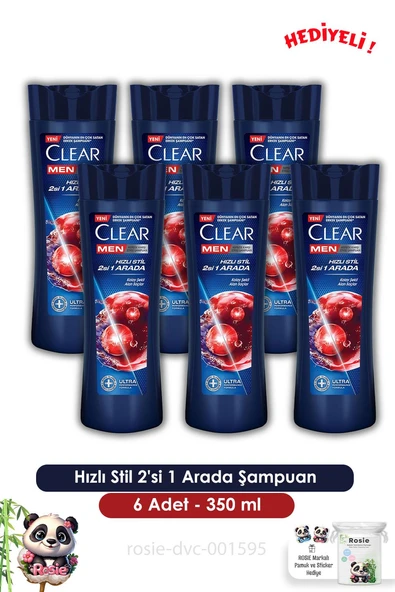 Clear Men 6'lı Hızlı Stil 2'si 1 Arada Şampuan 350 ml  ve ROSIE ürün görseli