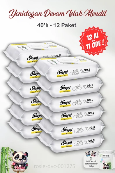 12 AL 11 ÖDE Sleepy Yenidoğan Devam Islak Bebek Bakım Havlusu 40'lı ve ROSIE ürün görseli