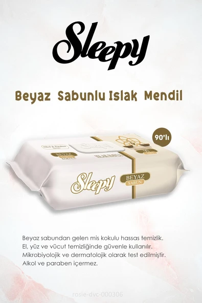 3 Adet Sleepy Beyaz Sabun Kokulu Islak Havlu Mendil 90'lı ve ROSIE - Resim 2
