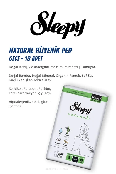 Sleepy Natural Ultra Hassas Hijyenik Ped  3'lü, Sensitive Mendil Cep Boy 25' li ve ROSIE - Resim 4