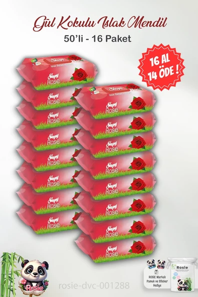 16 AL 14 ÖDE Sleepy Gül Kokulu Islak Bebek Havlusu 50'li ve ROSIE ürün görseli
