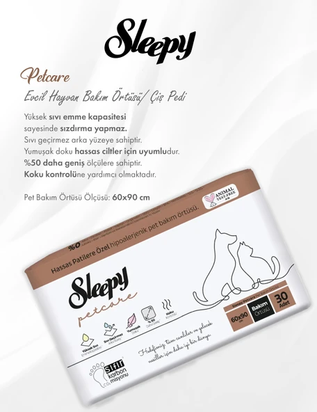 Sleepy 6 Adet Petcare Evcil Hayvan Islak Havlusu 60'lı, Bakım Örtüsü 30'lu ve ROSIE - Resim 5