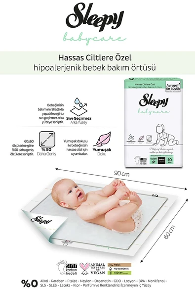 Sleepy 6 Adet Doğal Ve Organik Islak Mendil 50 Adet, Bebek Örtüsü 10'lu ve ROSIE - Resim 5