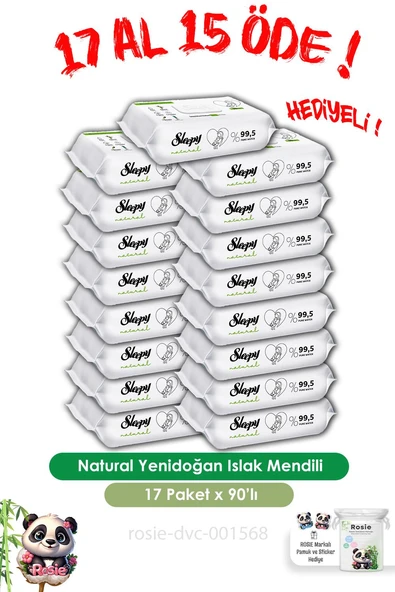 Sleepy 17 AL 15 ÖDE Natural Yenidoğan Islak Mendili 90 Adet ve ROSIE ürün görseli