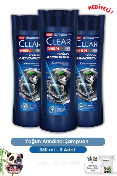 Clear Men 3'lü Yoğun Arındırıcı Kepeğe Karşı Şampuan 350 ml ve ROSIE ürün görseli