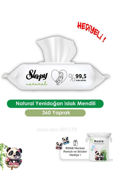 Sleepy 4'lü Natural Yenidoğan Islak Mendili 90 Adet ve ROSIE ürün görseli