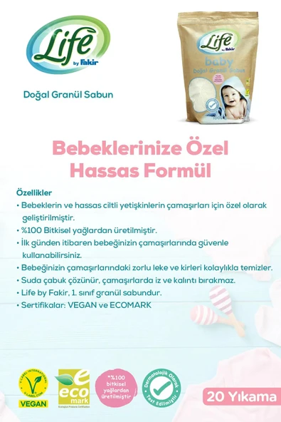 Life By Fakir 3'lü Baby Doğal Temizlik Seti ve Bebek Pamuğu ROSIE - Resim 4