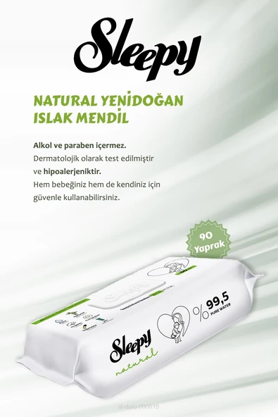 7 Adet Sleepy Natural Yenidoğan Islak Mendili 90'lı ve ROSIE - Resim 2