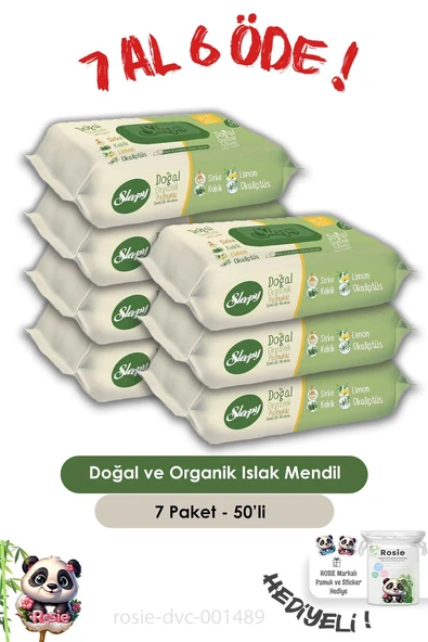 Sleepy 7 AL 6 ÖDE Doğal Ve Organik Islak Mendil 50 Adet ve ROSIE ürün görseli