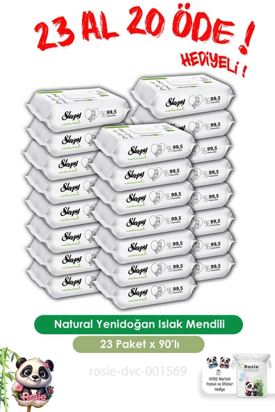 Sleepy 23 AL 20 ÖDE Natural Yenidoğan Islak Mendili 90 Adet ve ROSIE ürün görseli