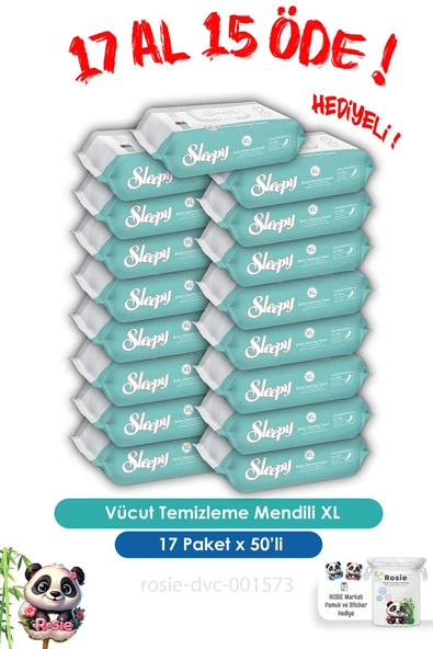 Sleepy 17 AL 15 ÖDE Vücut Temizleme Mendili Xl 50"li ve ROSIE ürün görseli