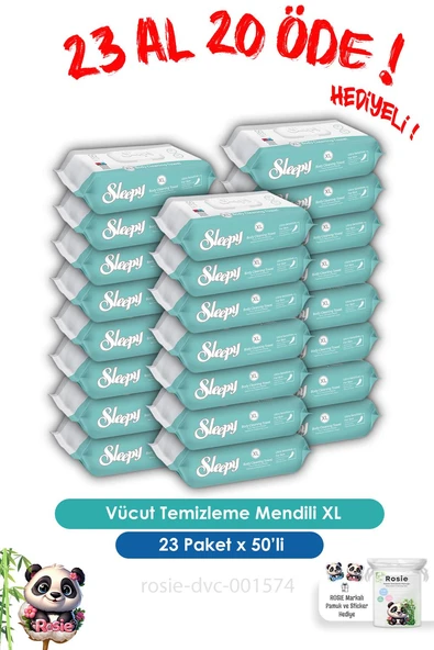 Sleepy 23 AL 20 ÖDE Vücut Temizleme Mendili Xl 50"li ve ROSIE ürün görseli
