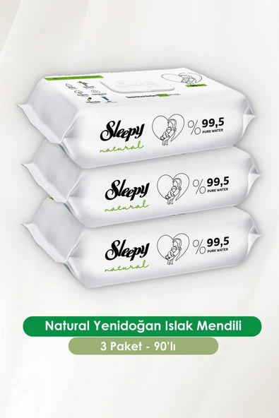Sleepy 3'lü Natural Yenidoğan Islak Mendili 90 Adet ve ROSIE - Resim 2
