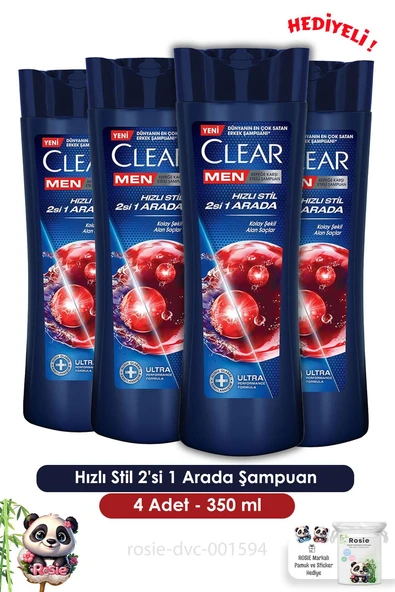 Clear Men 4'lü Hızlı Stil 2'si 1 Arada Şampuan 350 ml  ve ROSIE ürün görseli