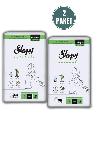 Sleepy  Natural Ultra Hassas Hijyenik Ped Gece 36 Adet Ped ve ROSIE - Resim 2