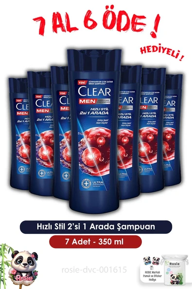 Clear Men 7 AL 6 ÖDE Hızlı Stil 2'si 1 Arada Şampuan 350 ml ve ROSIE ürün görseli