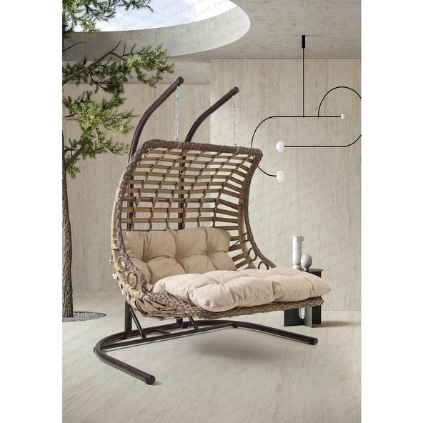 Capri Swing Bodrum Double Çiftli Rattan Bahçe Salıncağı | Rehome - 2
