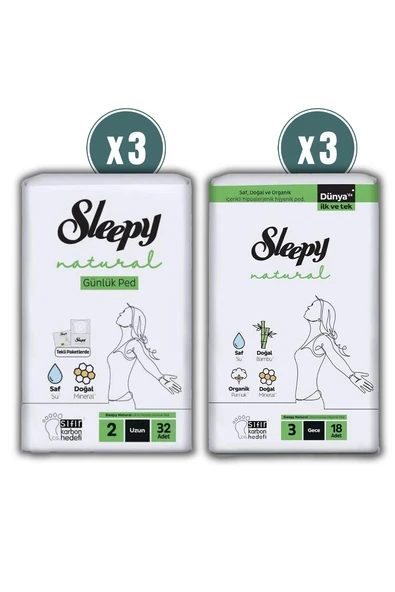 Sleepy Natural Hijyenik Ped Gece 54 Adet Günlük Ped Uzun 96 Adet ve ROSIE - Resim 2