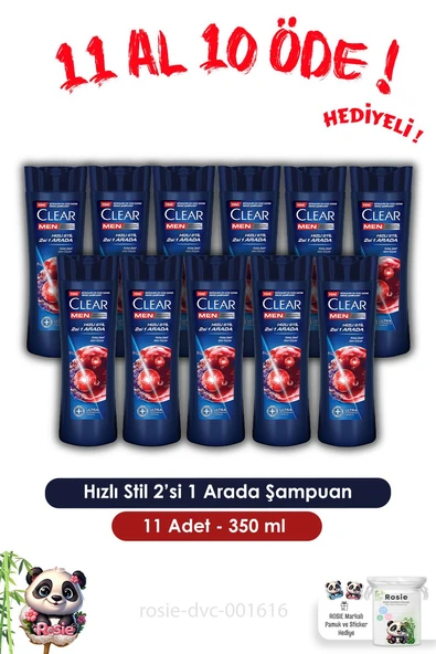 Clear Men 11 AL 10 ÖDE Hızlı Stil 2'si 1 Arada Şampuan 350 ml ve ROSIE ürün görseli