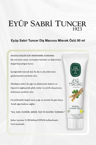 Eyüp Sabri Tuncer Diş Macunu Misvak Özlü 90 ml 5 Al 4 Öde ve Rosie Pamuk - Resim 2
