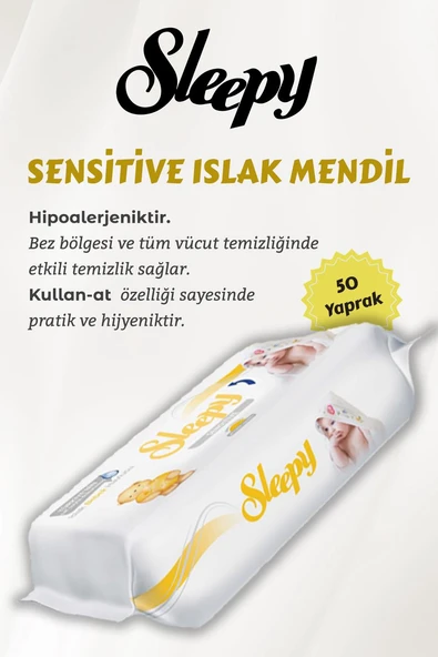Sleepy Natural Ultra Hassas Hijyenik Ped Gece 36 Adet, Sensitive 50'li Islak Mendil ve ROSIE - Resim 4